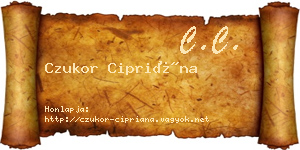 Czukor Cipriána névjegykártya